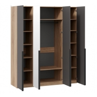 Шкаф для одежды Порто 580 с 2 глухими и 2 зеркальными дверями (Яблоня Беллуно, Графит софт) - Изображение 2